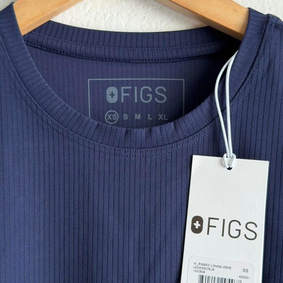 Figs Ribbed Longsleeve Underscrub in Navy, Size X-Small - Picture 8 of 10